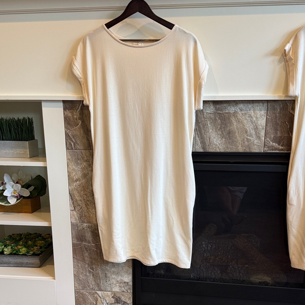 Soft Hemp + Cotton Cream Short Sleeve Dress
